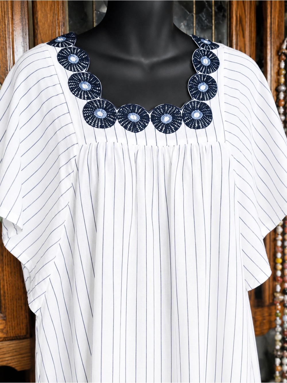 Madewell 
Embroidered Circle Dress in blue Stripe medium d2 - Picture 2 of 11